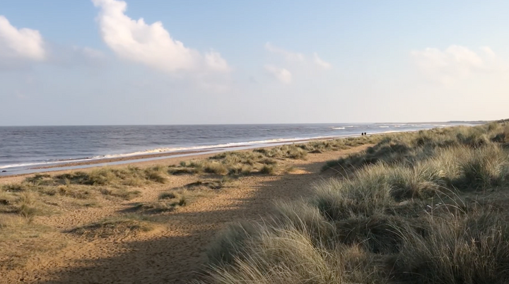 view from sand dunes of Old Hunstanton beach, North Norfolk